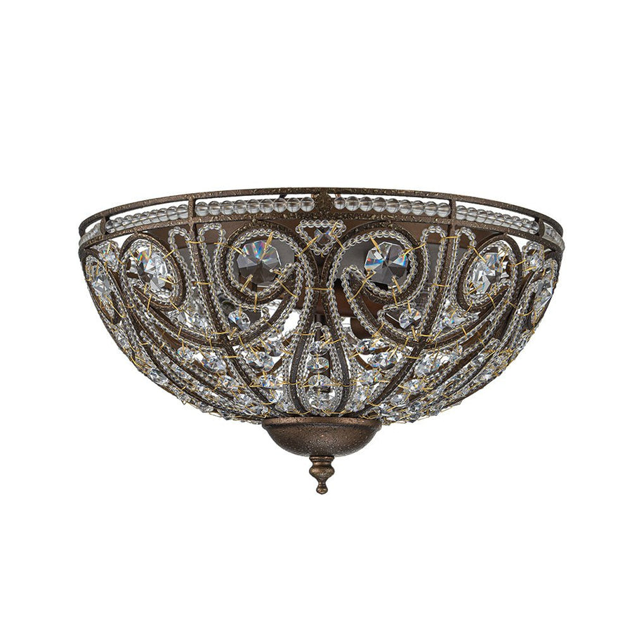Farmhouze Light-Vintage Bronze Crystal Bowl Flush Mount Ceiling Light-Ceiling Light-Bronze-