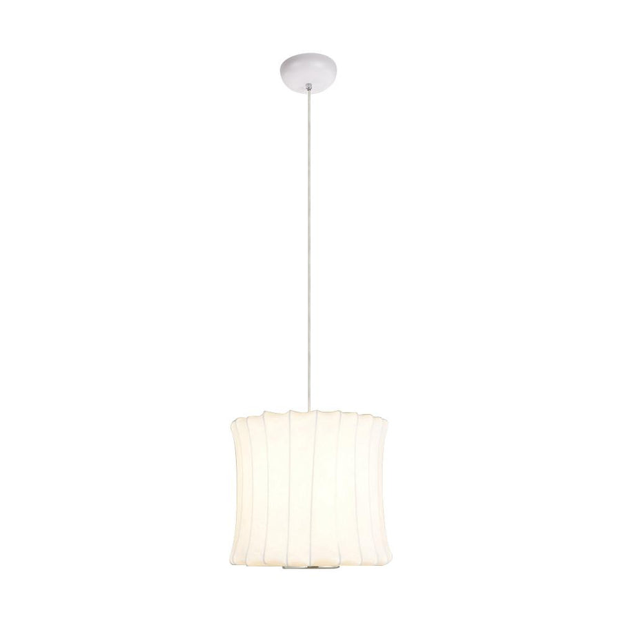 Farmhouze Light-White Fabric Lantern Pendant Light-Pendant-Drum-