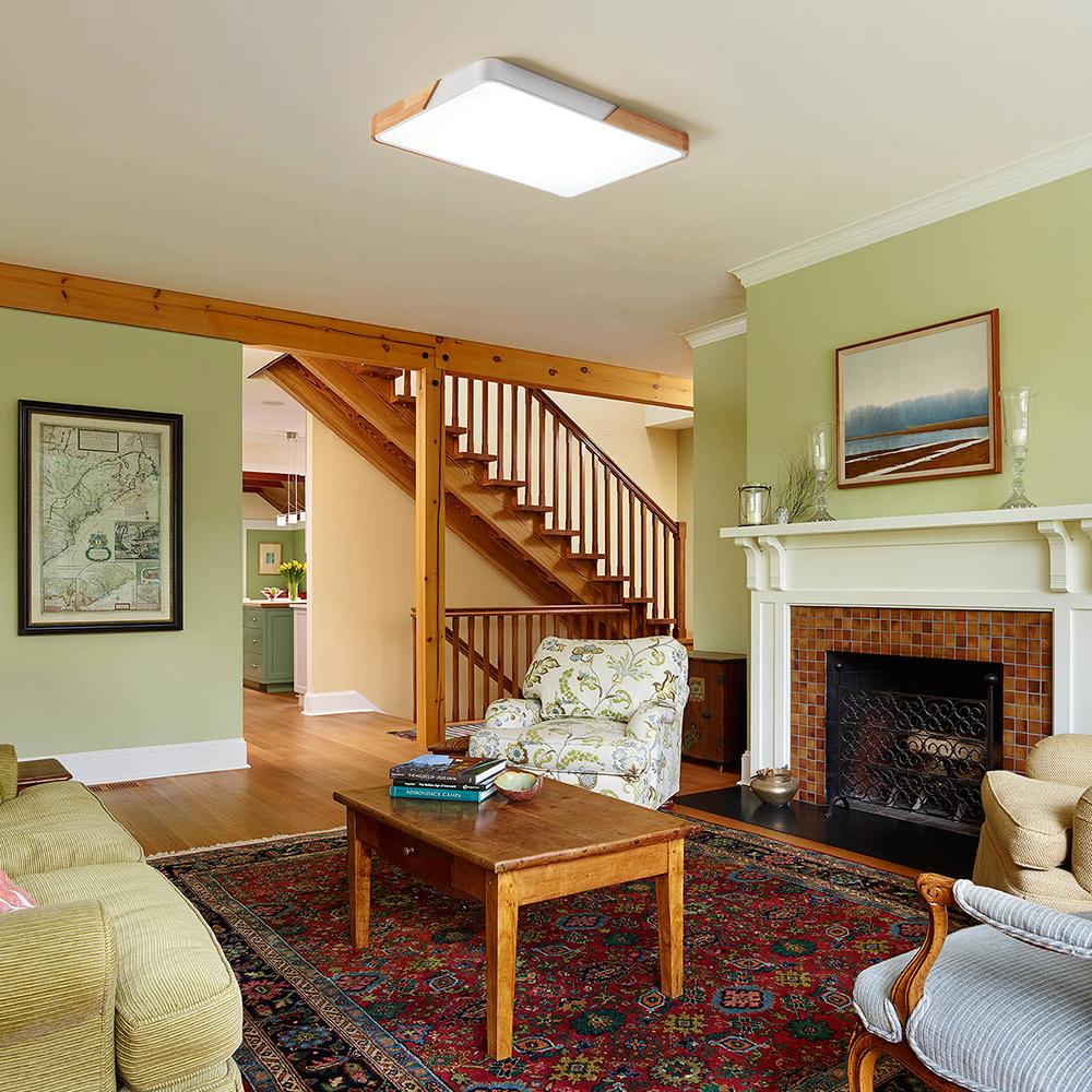 Wood Rectangle LED Ceiling Light | Farmhouze Light | Square Flush Mount ...