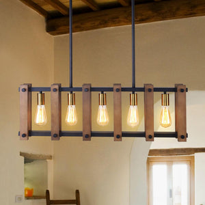 Farmhouze Lighting-Farmhouse Industrial Linear Wood Pendant Light-Chandelier-Default Title-