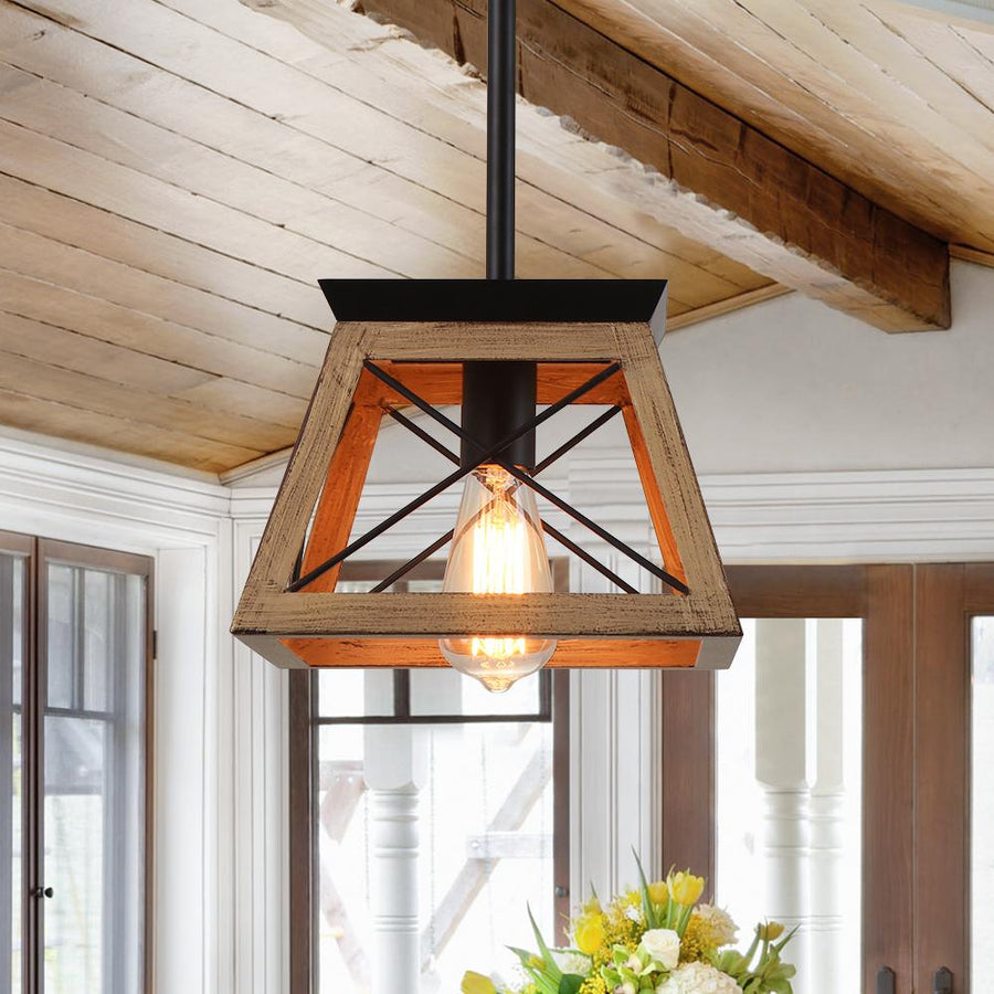 Farmhouse Wood Lantern Single Pendant Light Farmhouze Light