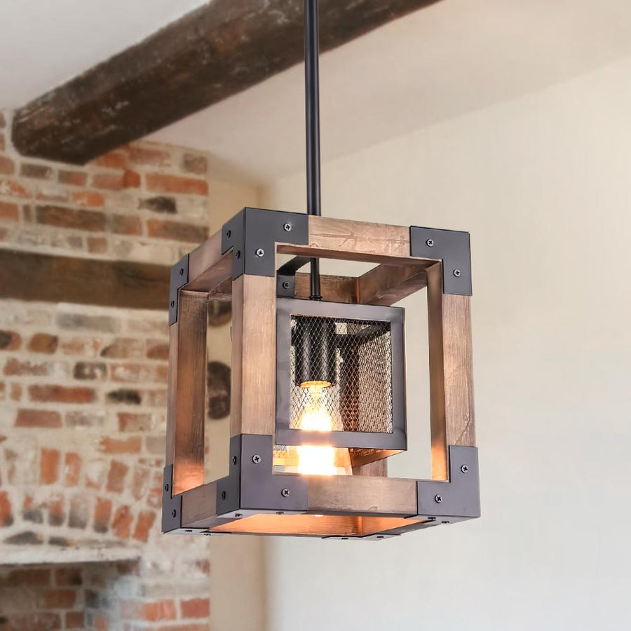 Farmhouze Lighting-Farmhouse Wood Rectangle Lantern Pendant Light-Pendant-Default Title-