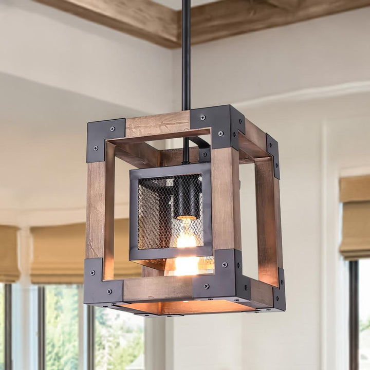 Farmhouze Lighting-Farmhouse Wood Rectangle Lantern Pendant Light-Pendant-Default Title-