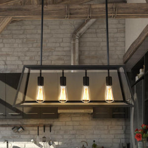 Farmhouze Lighting-Industrial 4-Light Black Rectangle Pendant-Pendant-Default Title-
