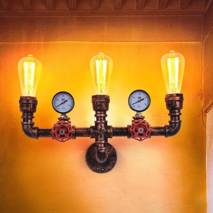 Farmhouze Lighting-Industrial Rustic 3-Light Steampunk Wall Sconce-Wall Sconce-Default Title-