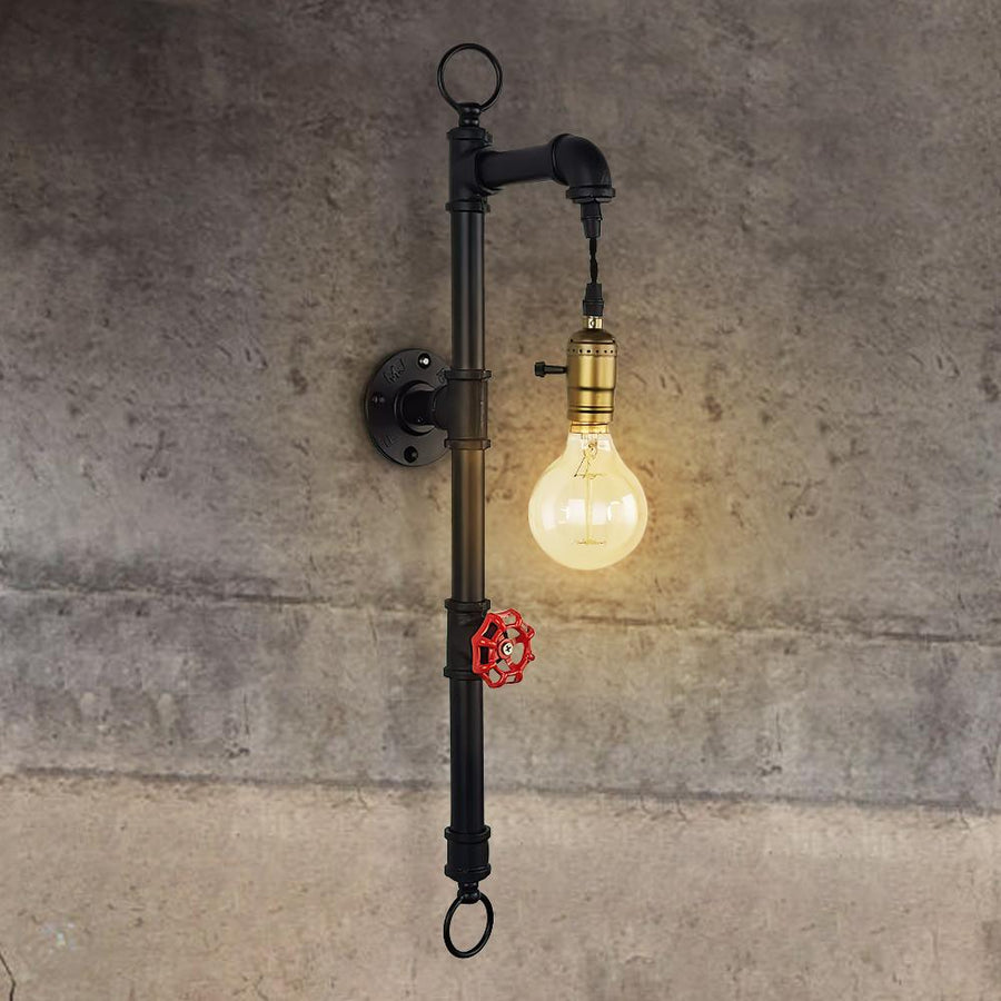 Farmhouze Lighting-Industrial Rustic Black Water Pipe Wall Sconce-Industrial Lighting-Black-