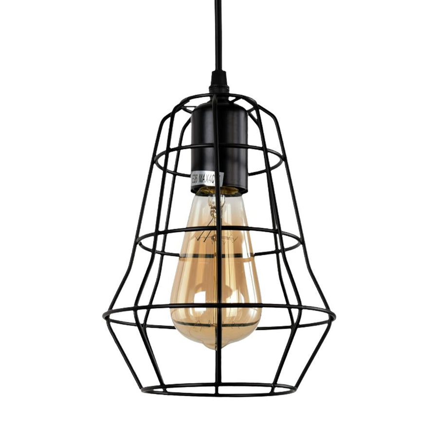 Farmhouze Lighting-Industrial Vintage Black Cage Pendant Light-Pendant-Default Title-