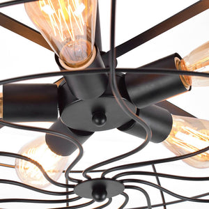 Farmhouze Lighting-Industrial Vintage Semi Flush Mount Ceiling Light-Ceiling Light-Black-