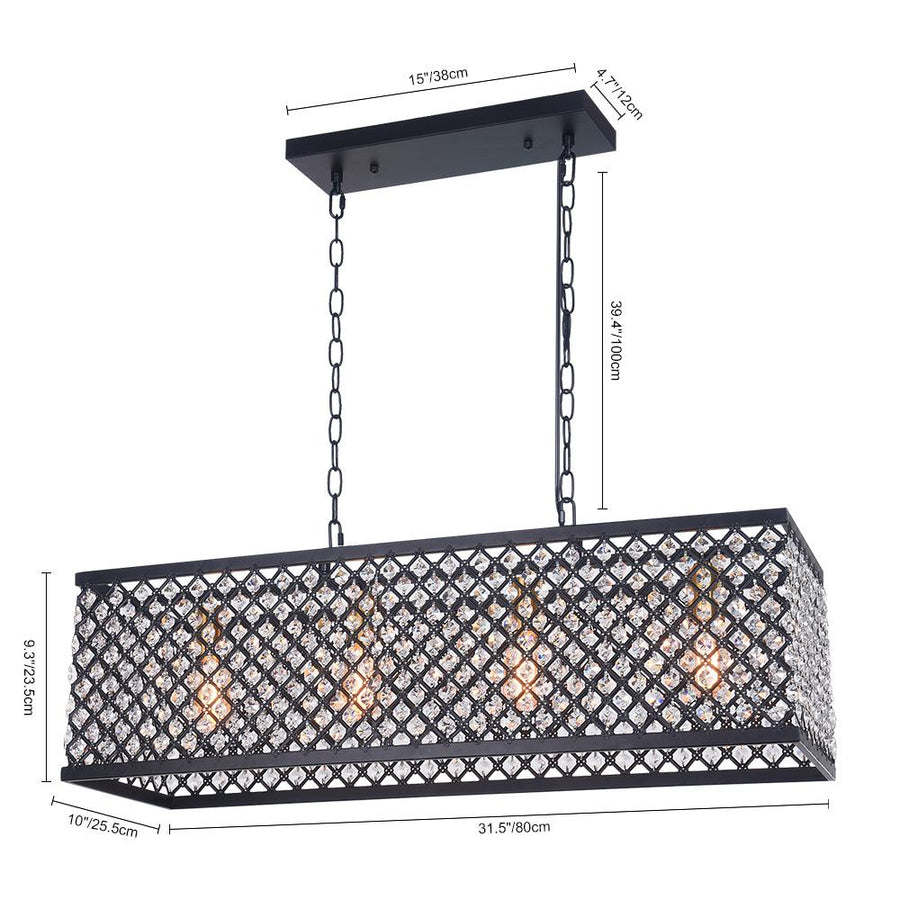 Farmhouze Lighting-Mid Century Crystal Rectangular Pendant-Pendant-Default Title-
