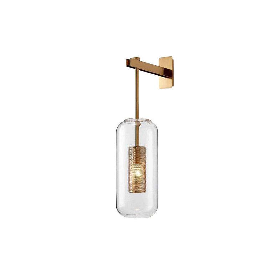 Farmhouze Lighting-Mid Century Gold Cylinder Glass Wall Sconce-Wall Sconce-Gold-