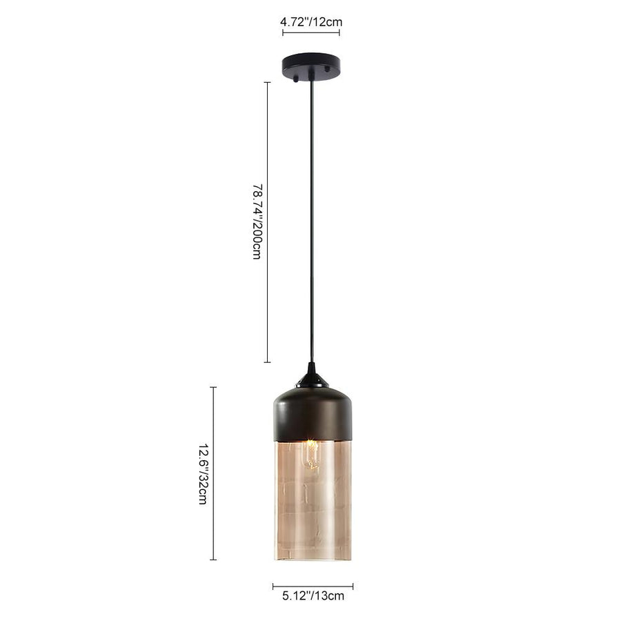 Farmhouze Lighting-Mid Century Hand Blown Glass Cylinder Pendant Light-Pendant-A-
