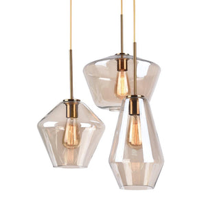 Farmhouze Lighting-Minimalist Geometric Glass Hanging Pendant Light-Pendant-3 bulbs-Amber Glass