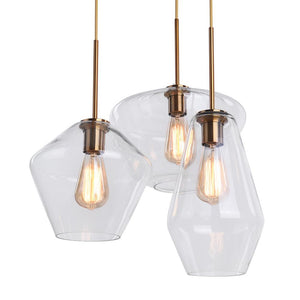Farmhouze Lighting-Minimalist Geometric Glass Hanging Pendant Light-Pendant-3 bulbs-Clear Glass